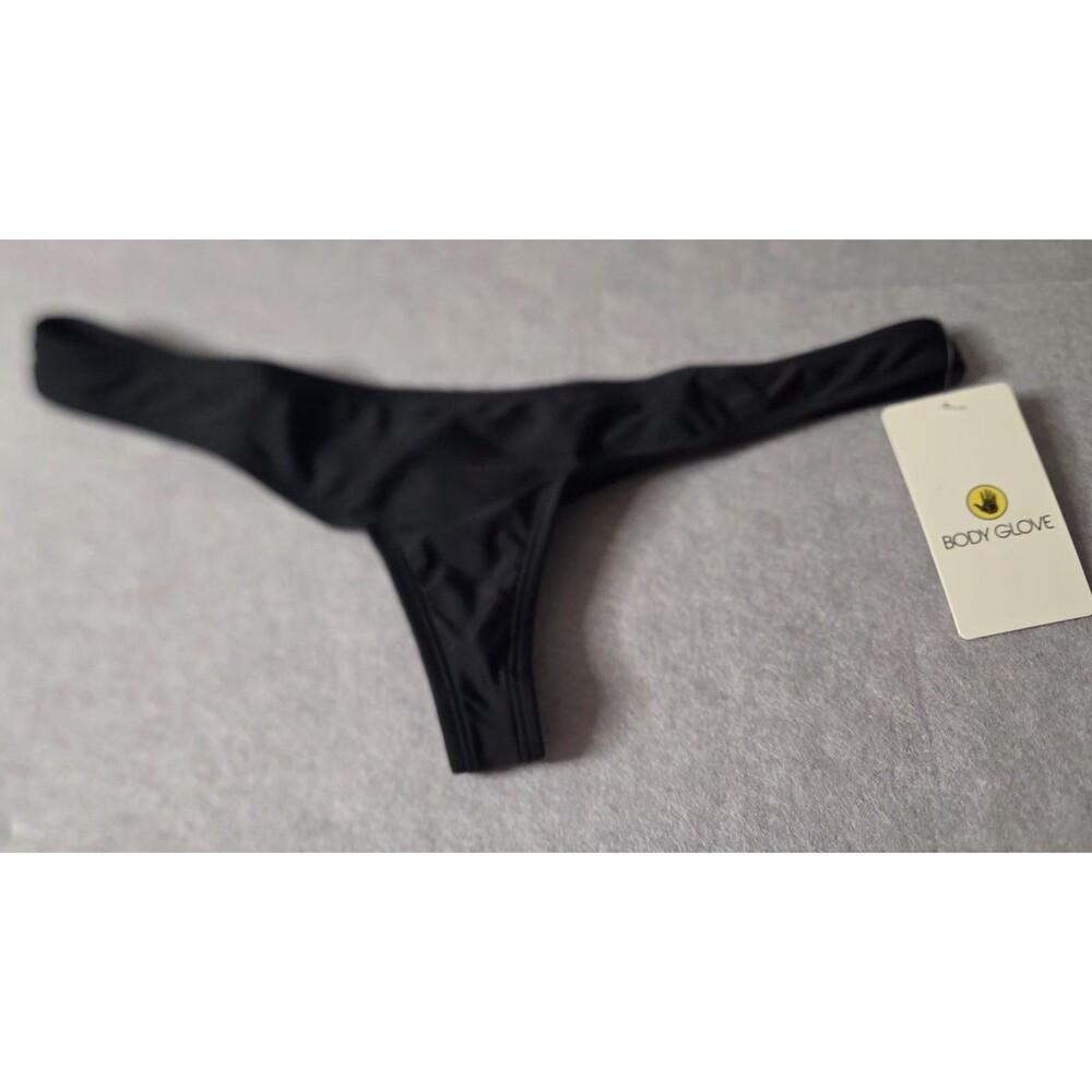 BODY GLOVE Smoothies Black Sz M Thong Bikini Bottom NWT